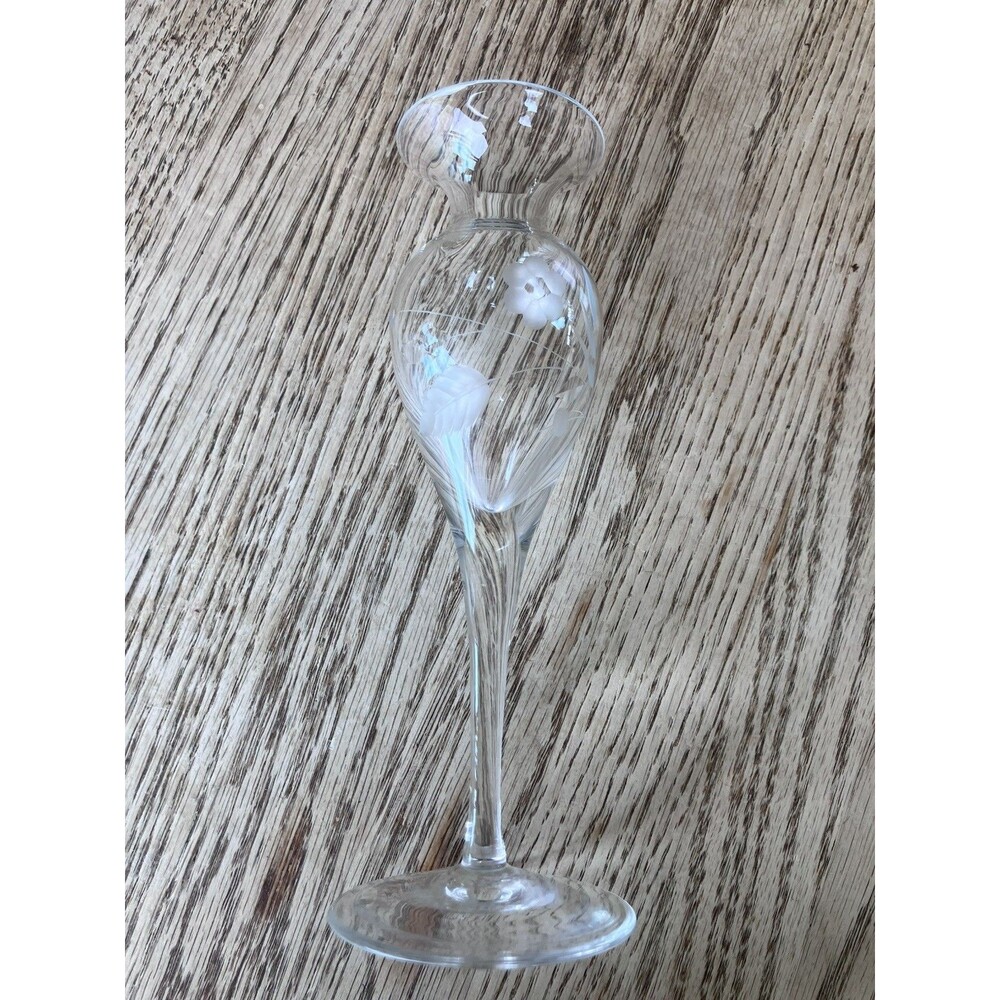 Vintage Lenox Hand Cut Crystal Bud Vase Flower Vase Floral Etched Design